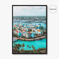 Nassau Skyline Fine Art Photo Print, Paradise Island Bahamas, Harbour Aerial Poster