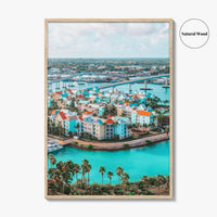 Nassau Skyline Fine Art Photo Print, Paradise Island Bahamas, Harbour Aerial Poster