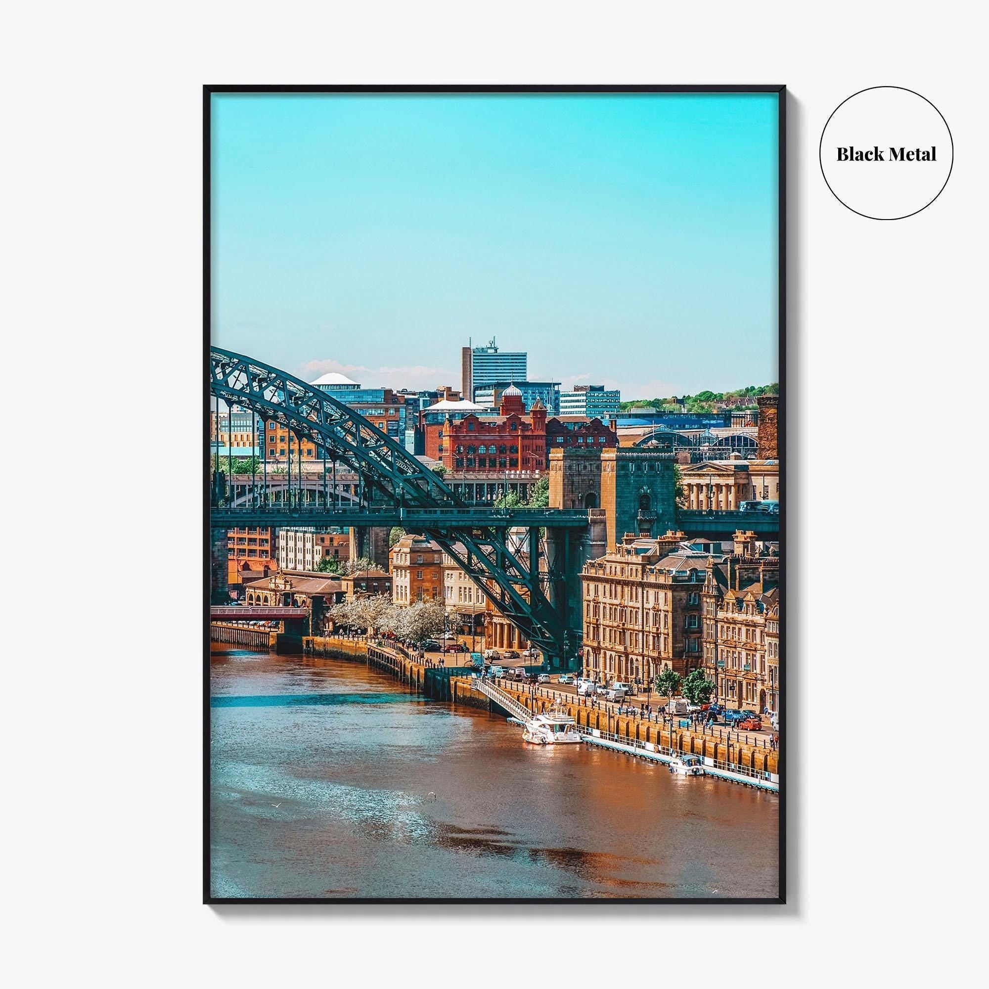 Newcastle Upon Tyne Blue Fine Art Photo Print, UK, Tyne Bridge, High Level