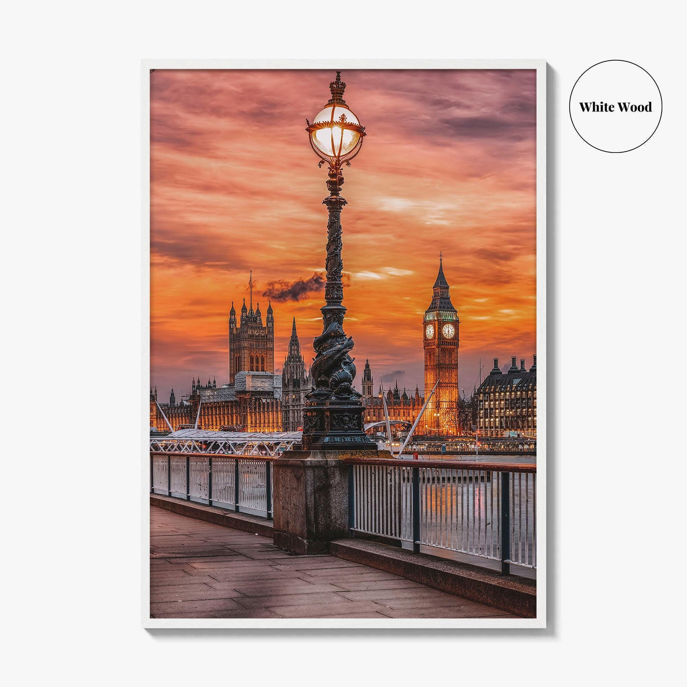 London Fine Art Photo Print, South Bank Riverside, Thames, Big Ben, Westminster Palace, UK