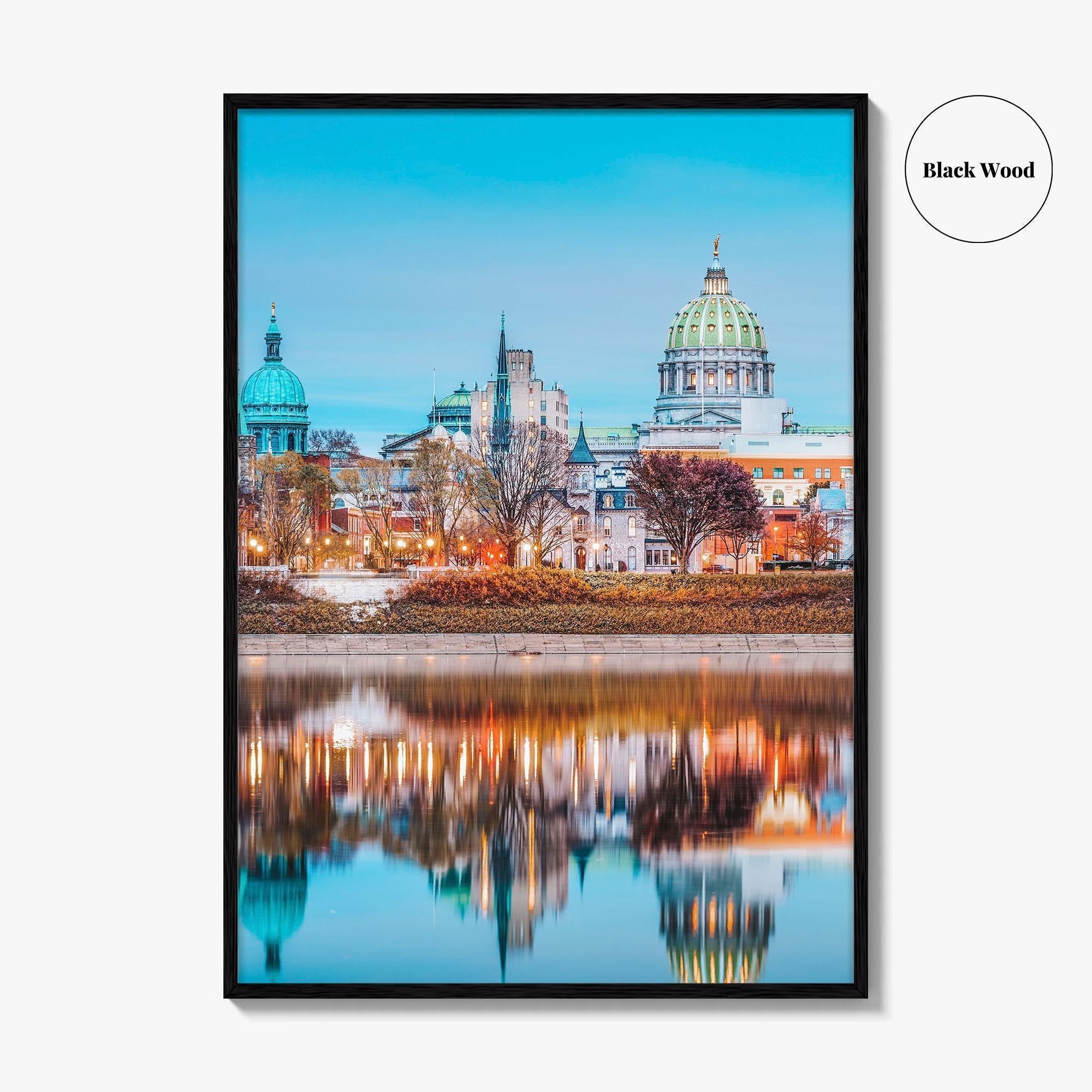 Harrisburg Pennsylvania Skyline Fine Art Photo Print, Susquehanna River, USA Poster, Wall Decor