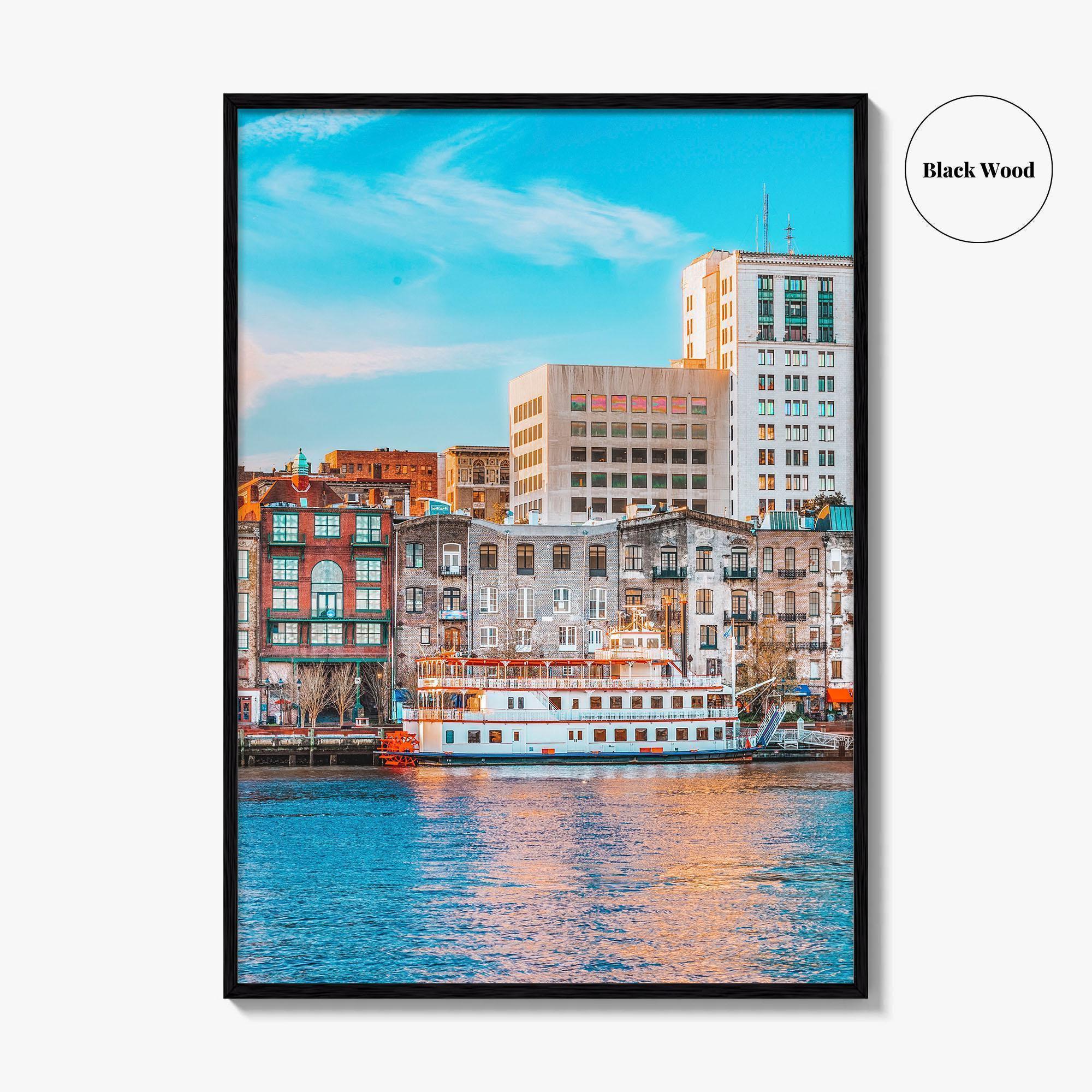 Savannah Skyline Fine Art Photo Print, GA USA Riverfront, Wall Art Poster