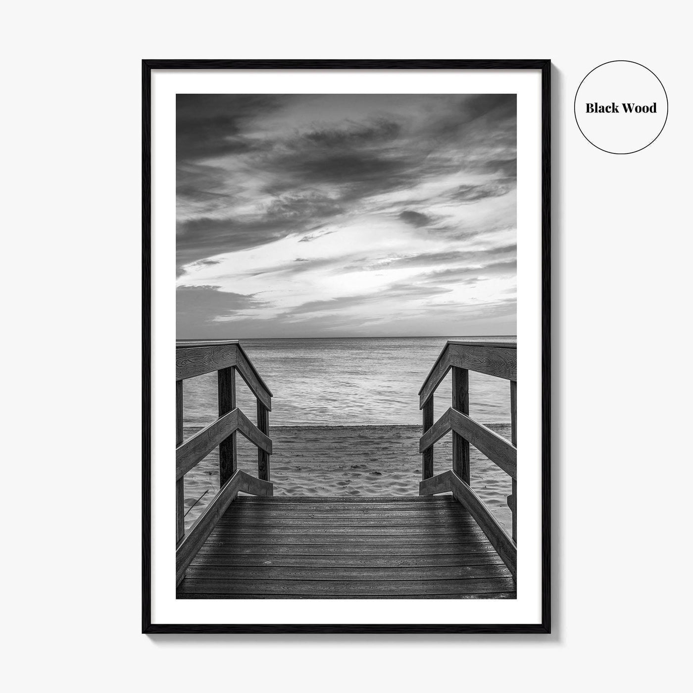 Naples Florida Black and White Fine Art Photo Print, Gulf Shore Boardwalk Poster