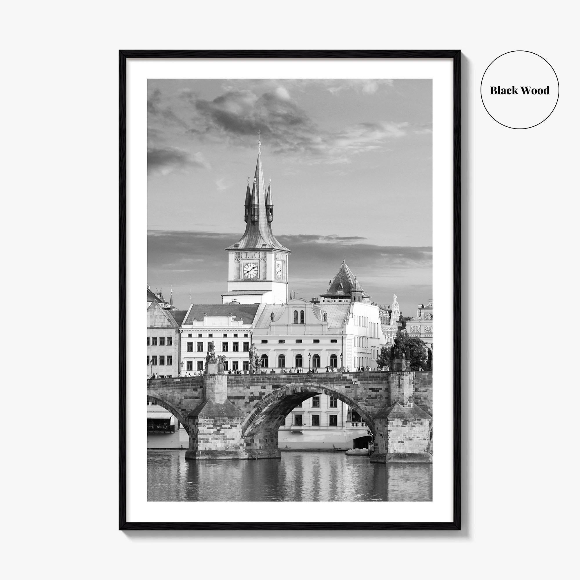 Prague Black and White Fine Art Photo Print, Charles Bridge, Czech Republic, Praha, Poster