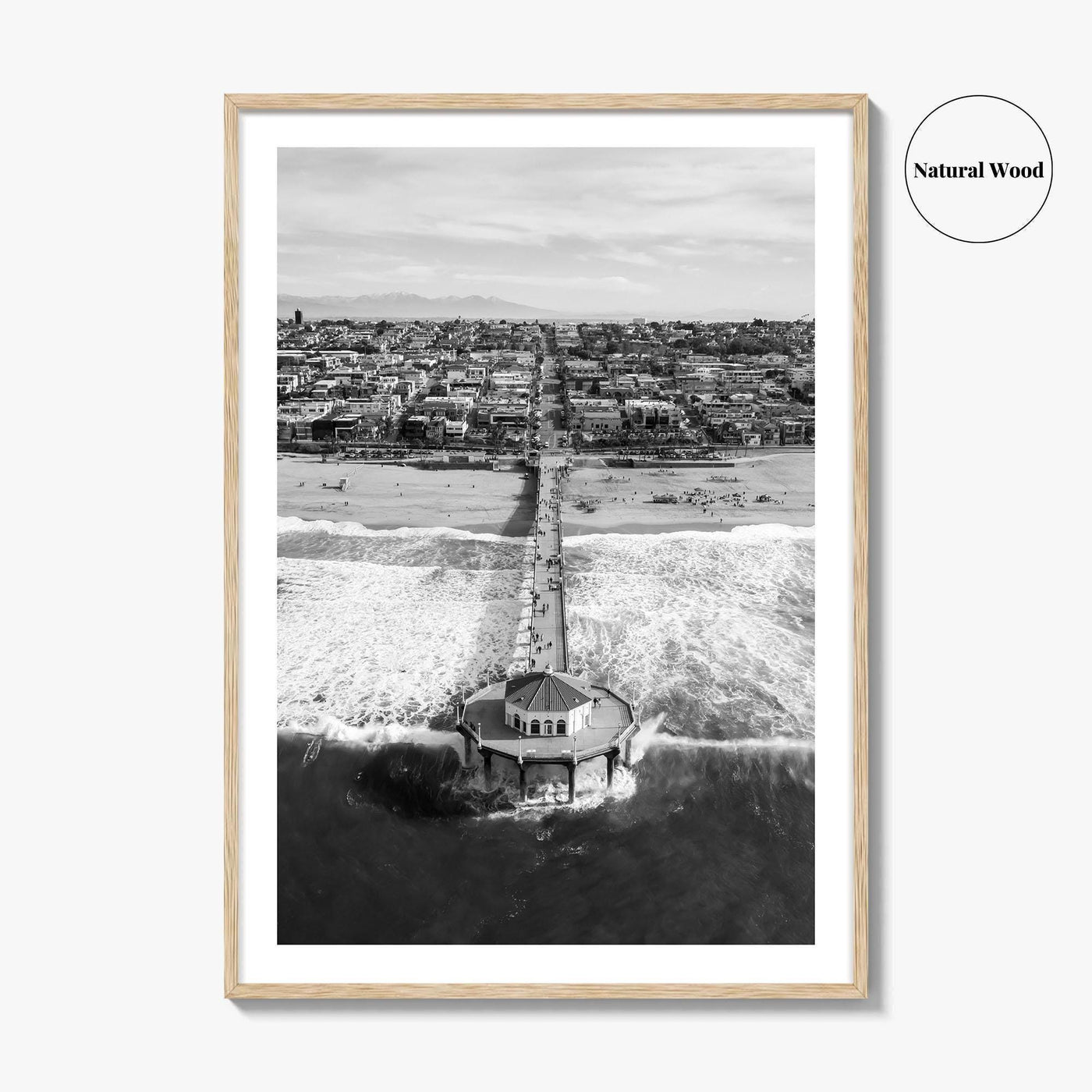 Manhattan Beach Black and White Fine Art Photo Print, California Pier, Los Angeles, USA