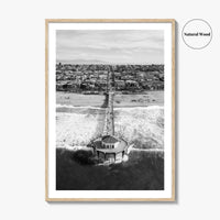 Manhattan Beach Black and White Fine Art Photo Print, California Pier, Los Angeles, USA