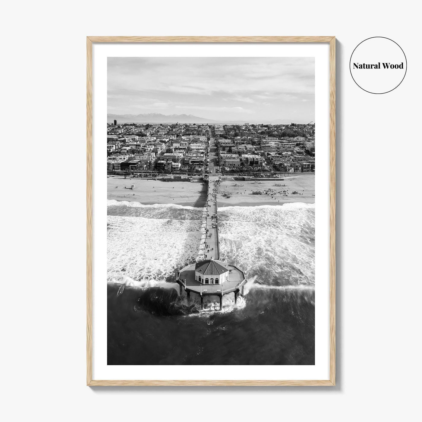 Manhattan Beach Black and White Fine Art Photo Print, California Pier, Los Angeles, USA