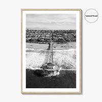 Manhattan Beach Black and White Fine Art Photo Print, California Pier, Los Angeles, USA