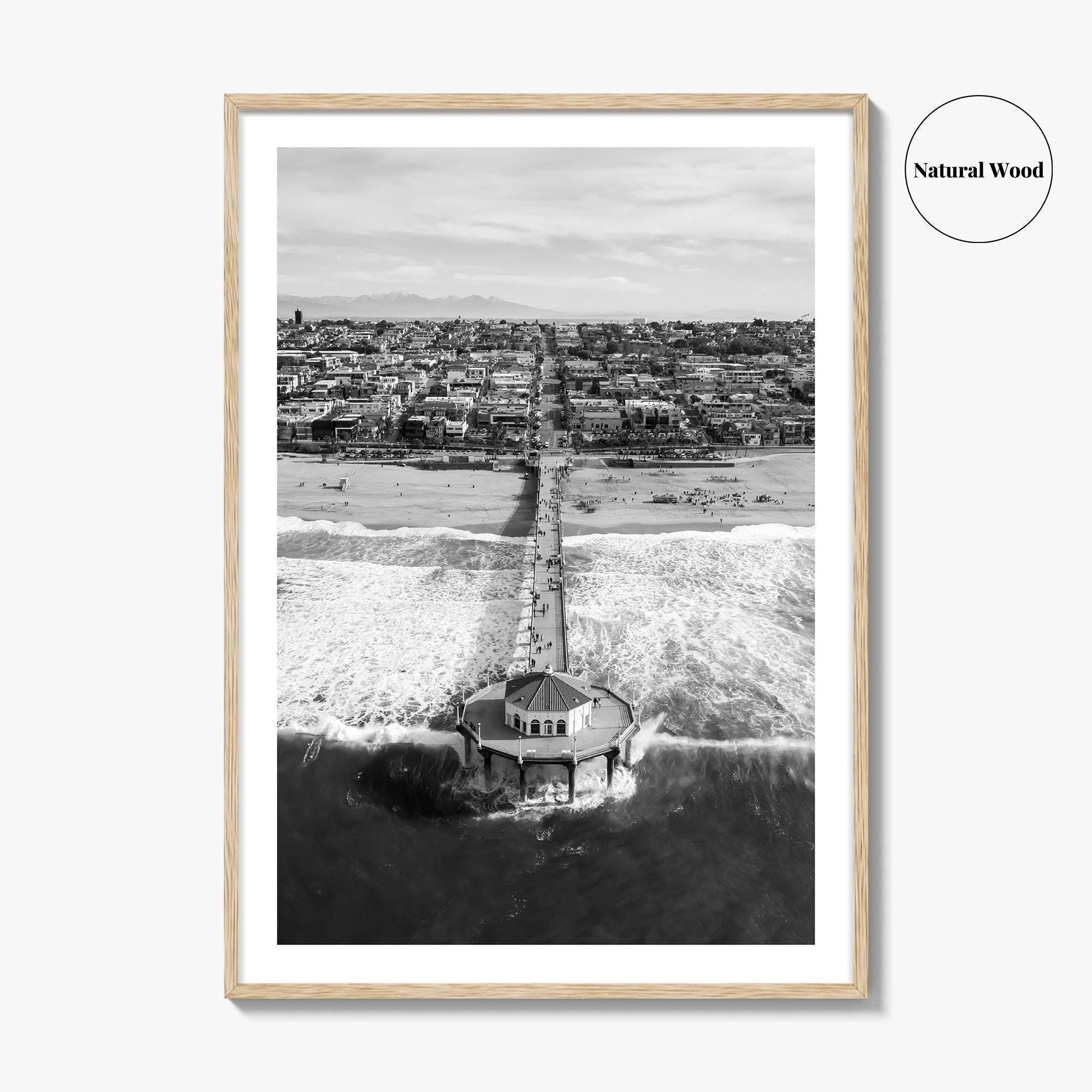 Manhattan Beach Black and White Fine Art Photo Print, California Pier, Los Angeles, USA