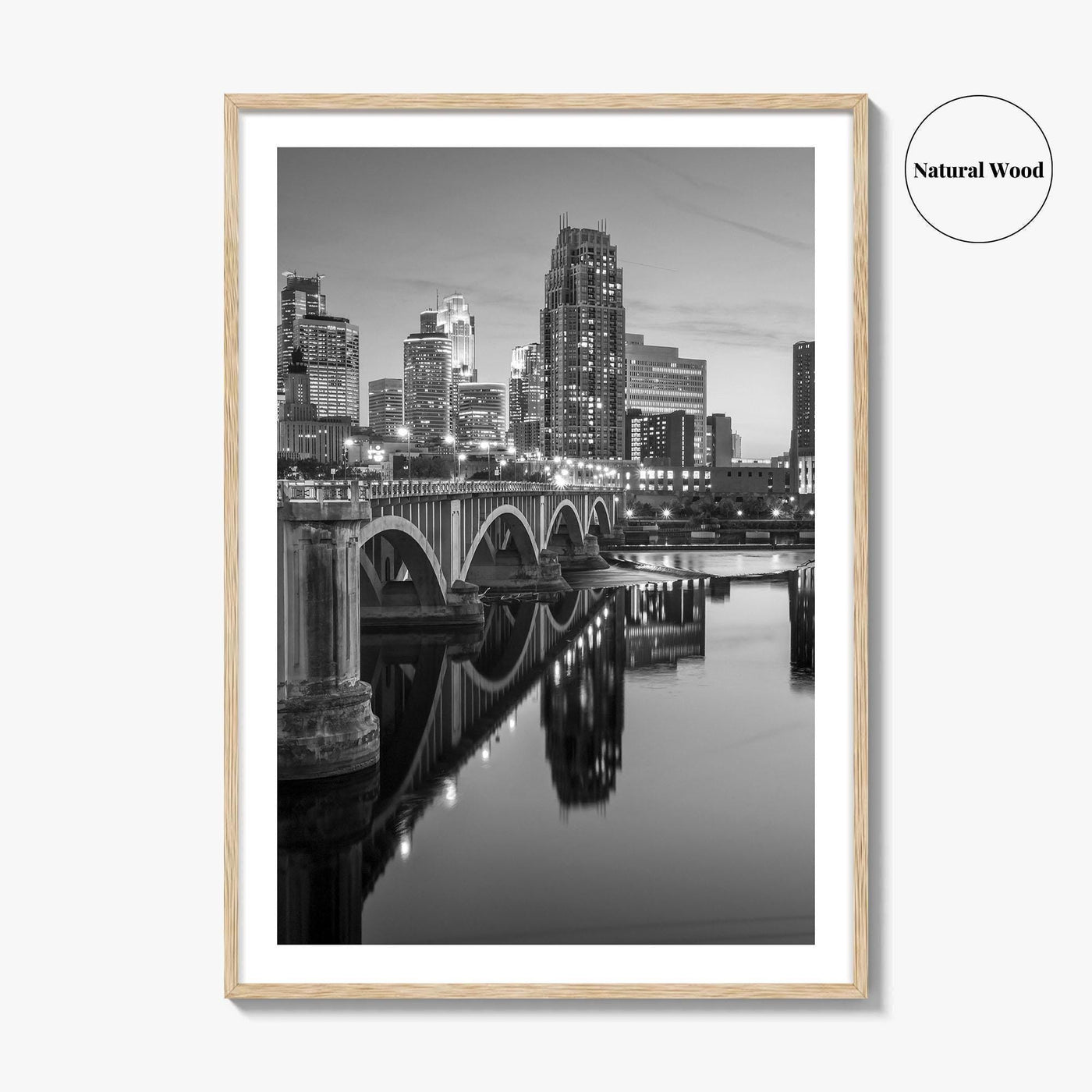 Minneapolis Skyline Black and White Fine Art Photo Print, Wall Poster, Minnesota USA