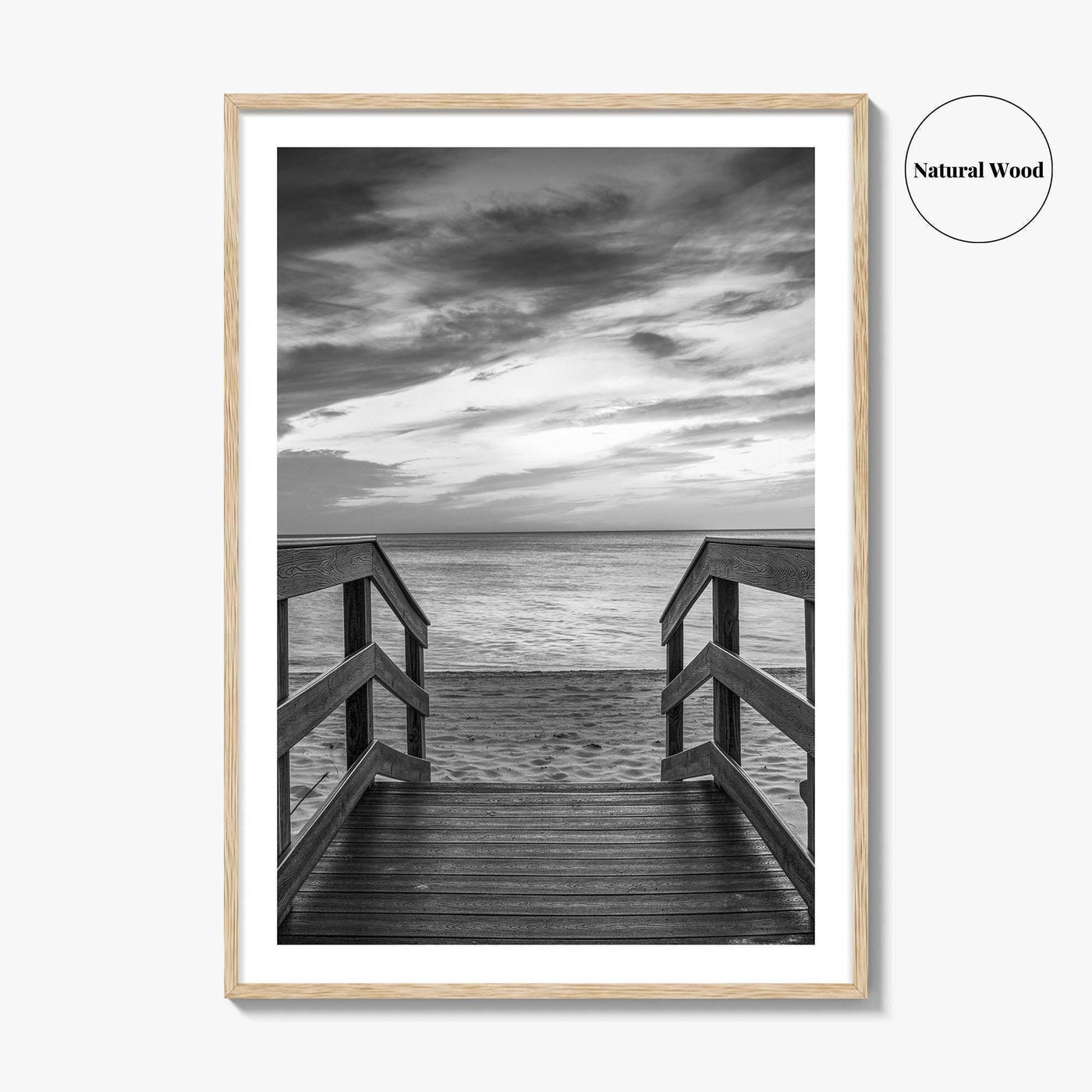Naples Florida Black and White Fine Art Photo Print, Gulf Shore Boardwalk Poster