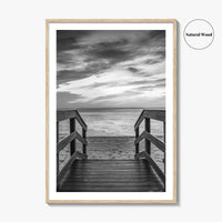 Naples Florida Black and White Fine Art Photo Print, Gulf Shore Boardwalk Poster