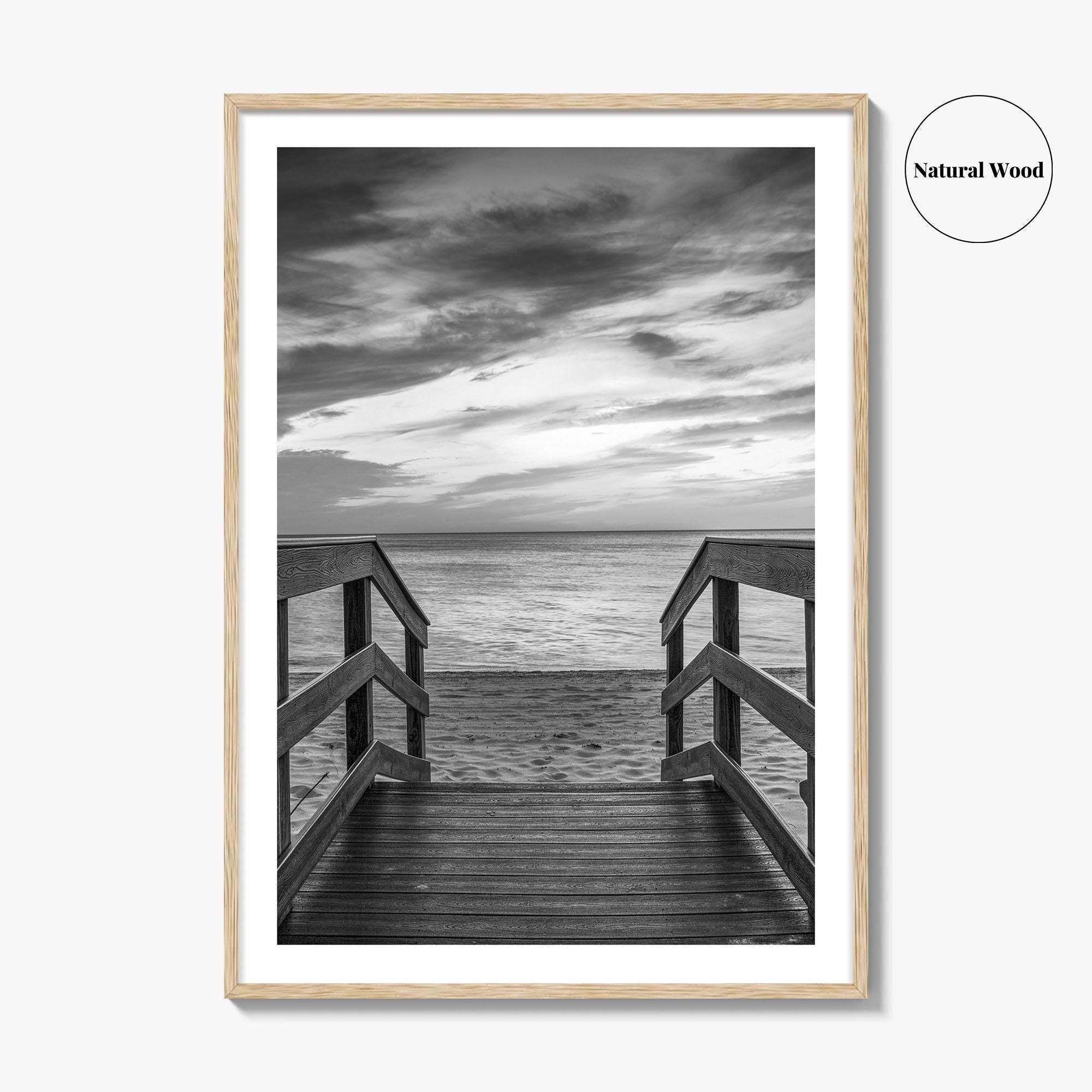 Naples Florida Black and White Fine Art Photo Print, Gulf Shore Boardwalk Poster