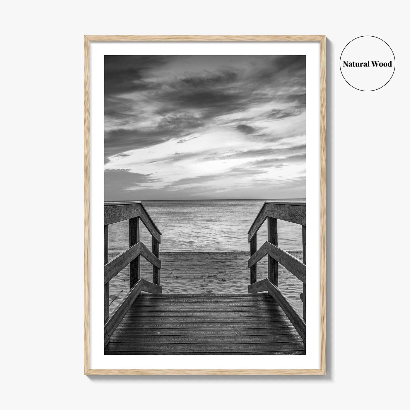 Naples Florida Black and White Fine Art Photo Print, Gulf Shore Boardwalk Poster