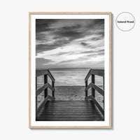 Naples Florida Black and White Fine Art Photo Print, Gulf Shore Boardwalk Poster