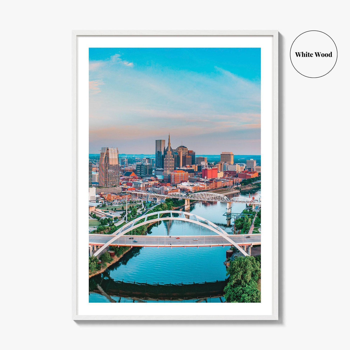 Nashville Skyline Fine Art Photo Print, Tennessee TN Aerial Wall Decor Poster, USA