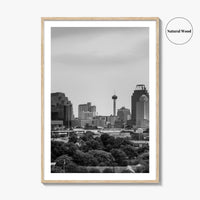 San Antonio Skyline Black and White Fine Art Photo Print, Texas, USA Wall Poster