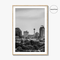 San Antonio Skyline Black and White Fine Art Photo Print, Texas, USA Wall Poster