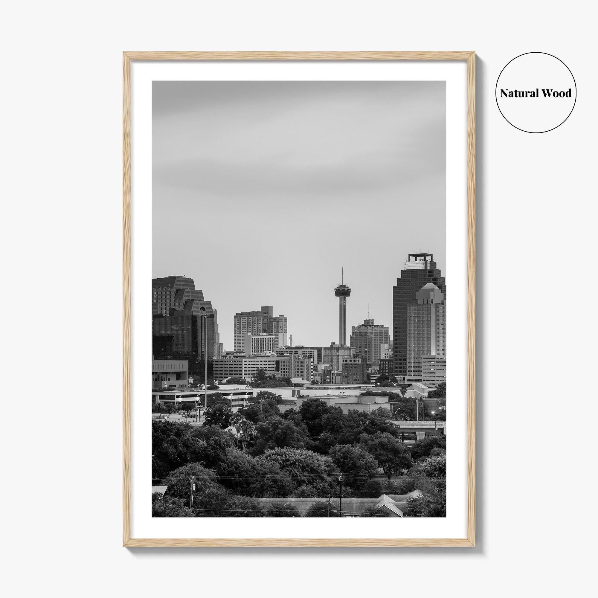 San Antonio Skyline Black and White Fine Art Photo Print, Texas, USA Wall Poster