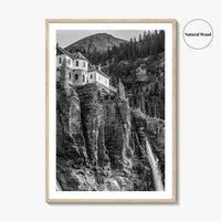 Telluride Black and White Fine Art Photo Print, Bridal Veil Falls Colorado Poster