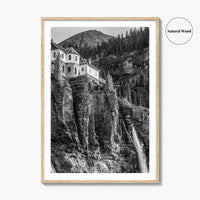 Telluride Black and White Fine Art Photo Print, Bridal Veil Falls Colorado Poster