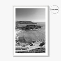 Malta Black and White Fine Art Photo Print, Golden Bay Beach, Mellieha, Coastal Poster