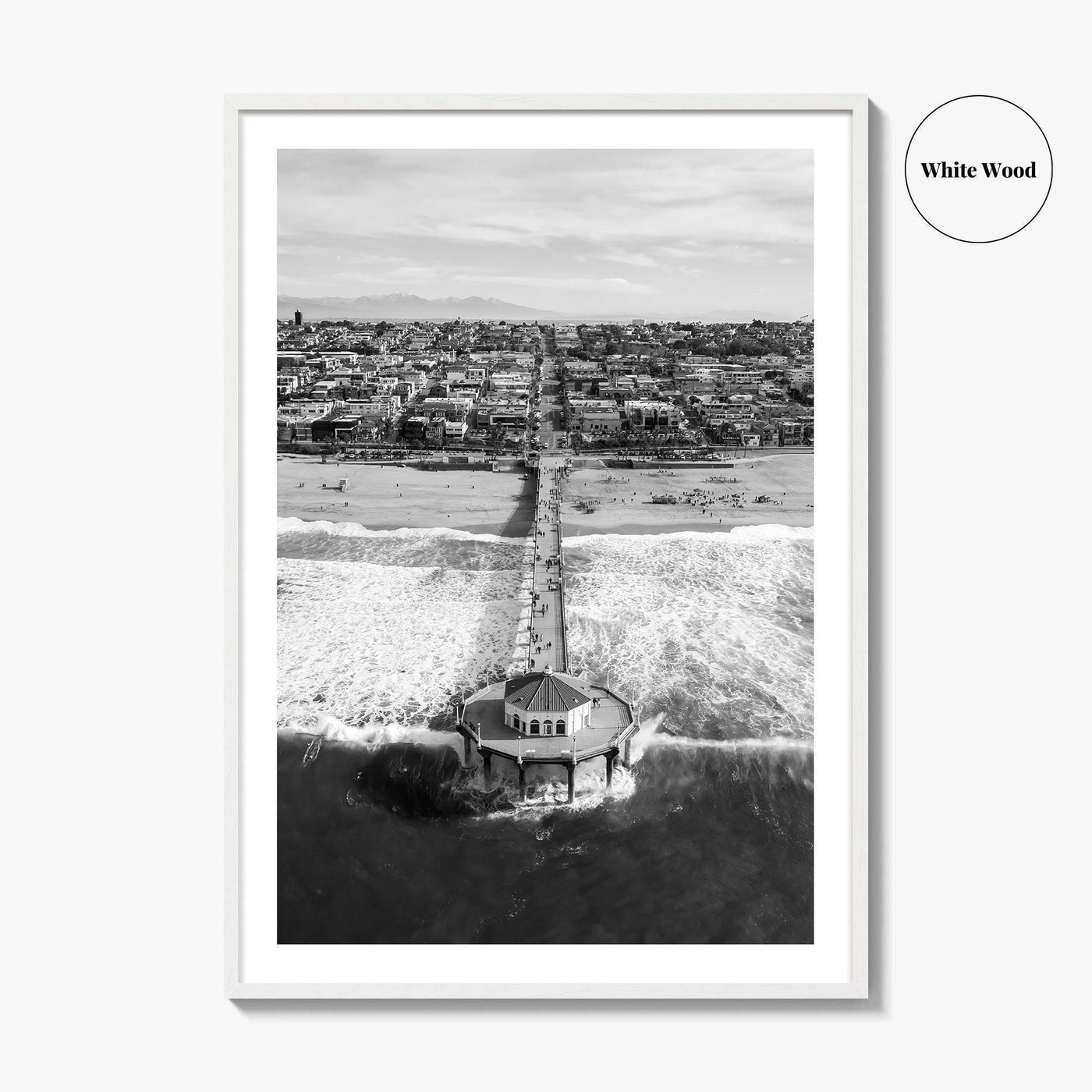 Manhattan Beach Black and White Fine Art Photo Print, California Pier, Los Angeles, USA