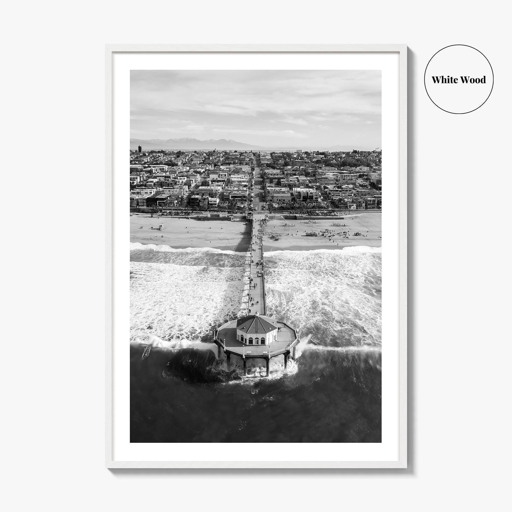 Manhattan Beach Black and White Fine Art Photo Print, California Pier, Los Angeles, USA
