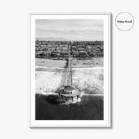 Manhattan Beach Black and White Fine Art Photo Print, California Pier, Los Angeles, USA