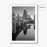 Minneapolis Skyline Black and White Fine Art Photo Print, Wall Poster, Minnesota USA