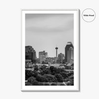 San Antonio Skyline Black and White Fine Art Photo Print, Texas, USA Wall Poster