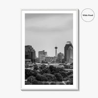 San Antonio Skyline Black and White Fine Art Photo Print, Texas, USA Wall Poster