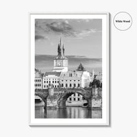 Prague Black and White Fine Art Photo Print, Charles Bridge, Czech Republic, Praha, Poster