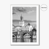 Prague Black and White Fine Art Photo Print, Charles Bridge, Czech Republic, Praha, Poster