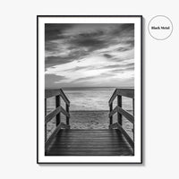 Naples Florida Black and White Fine Art Photo Print, Gulf Shore Boardwalk Poster