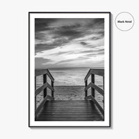 Naples Florida Black and White Fine Art Photo Print, Gulf Shore Boardwalk Poster