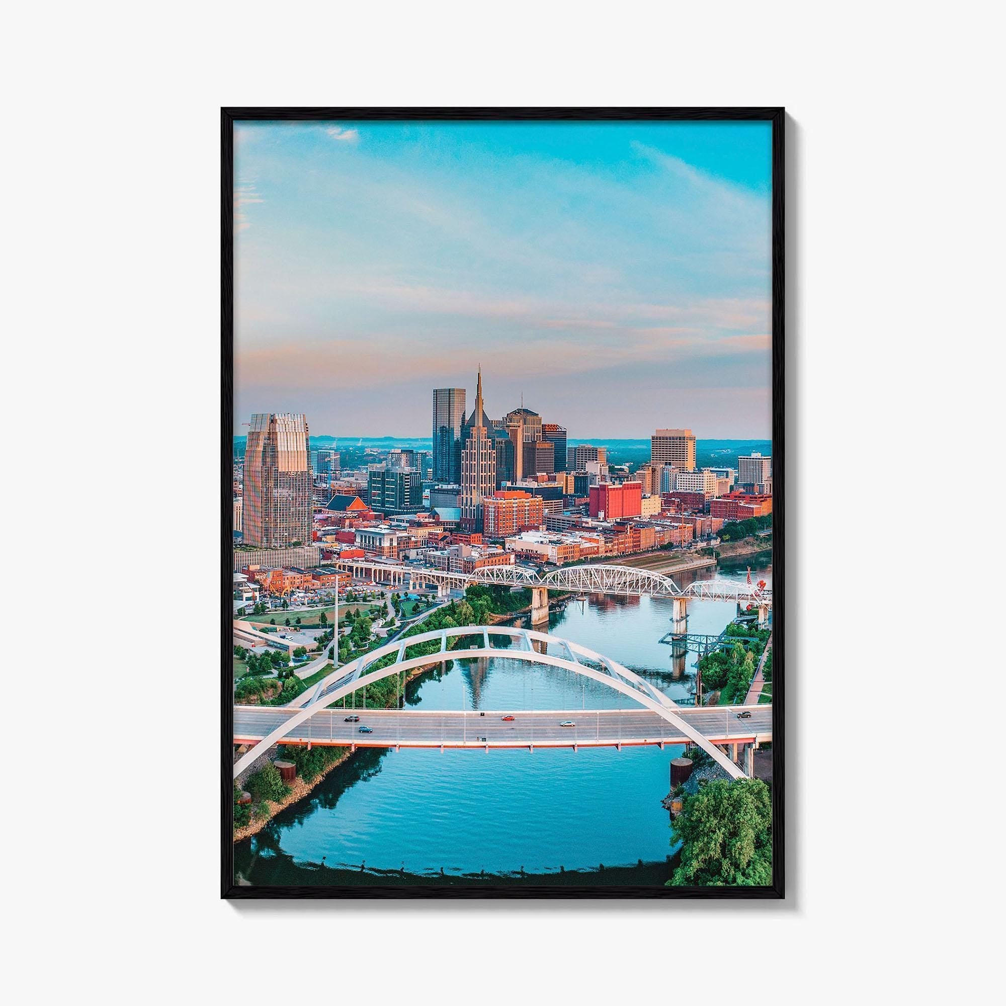 Nashville Skyline Fine Art Photo Print, Tennessee TN Aerial Wall Decor Poster, USA