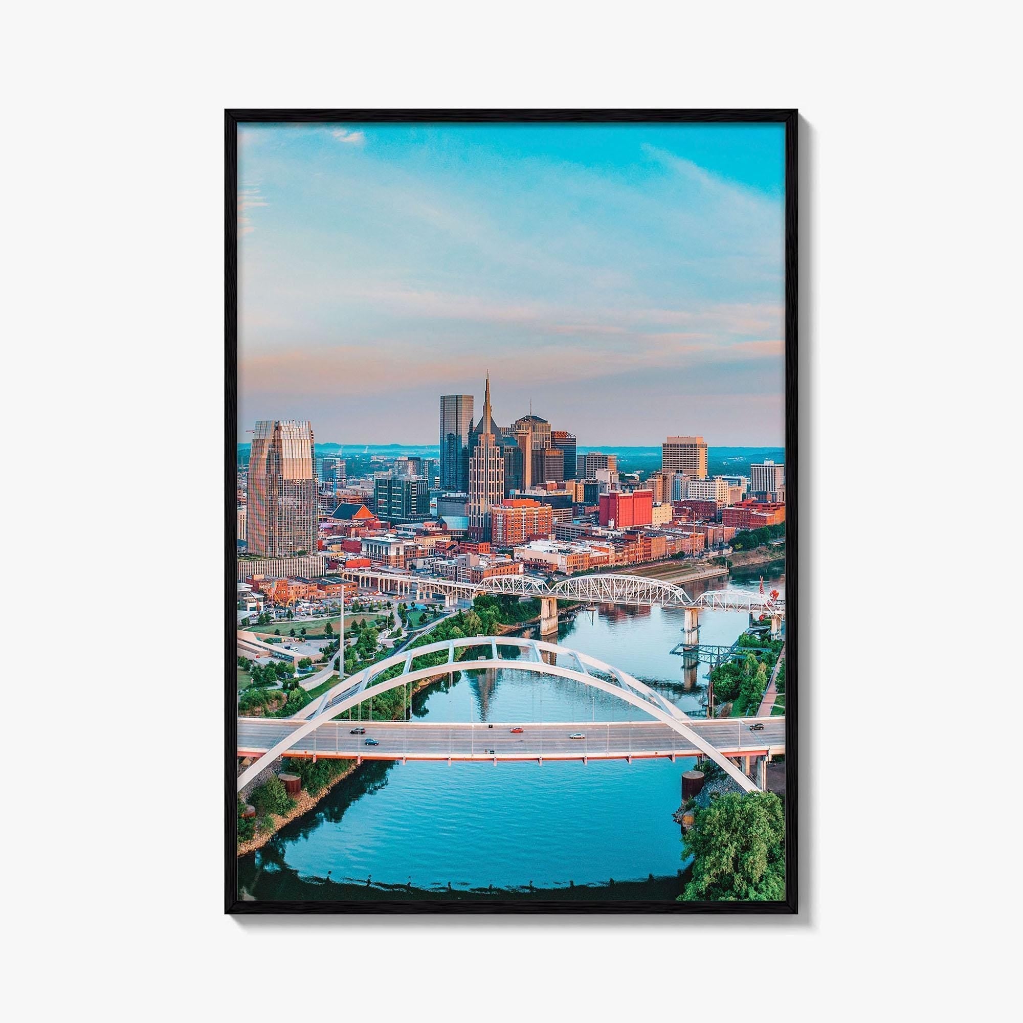 Nashville Skyline Fine Art Photo Print, Tennessee TN Aerial Wall Decor Poster, USA