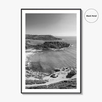 Malta Black and White Fine Art Photo Print, Golden Bay Beach, Mellieha, Coastal Poster