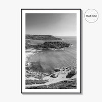 Malta Black and White Fine Art Photo Print, Golden Bay Beach, Mellieha, Coastal Poster