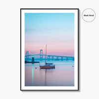 Newport RI Fine Art Photo Print, Goat Island Lighthouse, Pell Bridge, Poster
