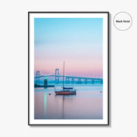 Newport RI Fine Art Photo Print, Goat Island Lighthouse, Pell Bridge, Poster