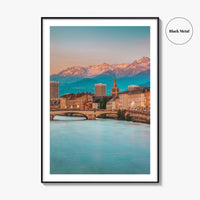 Grenoble Skyline Fine Art Photo Print, Wall Art Poster, Isère, French Alps