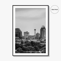 San Antonio Skyline Black and White Fine Art Photo Print, Texas, USA Wall Poster