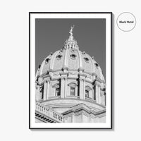 Harrisburg Black and White Fine Art Photo Print, Pennsylvania Capitol Dome Poster, PA Poster