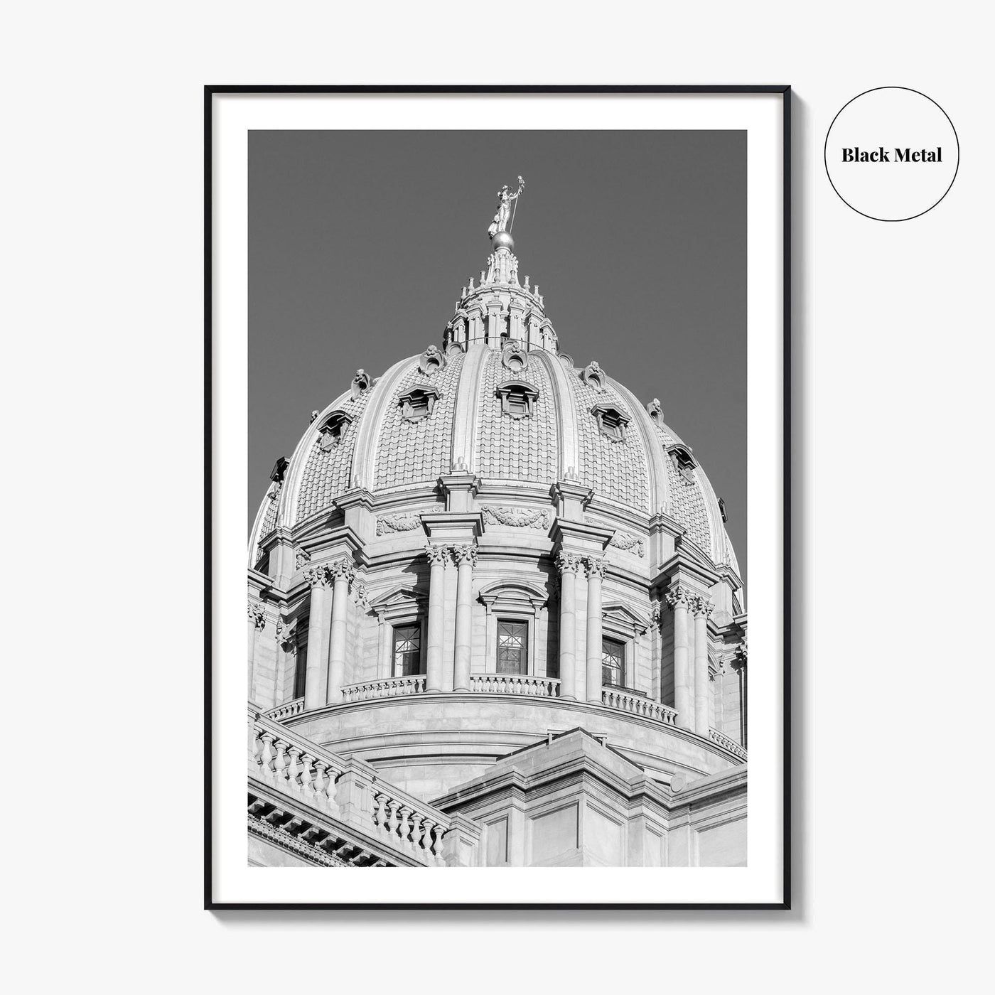 Harrisburg Black and White Fine Art Photo Print, Pennsylvania Capitol Dome Poster, PA Poster