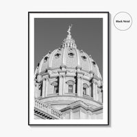 Harrisburg Black and White Fine Art Photo Print, Pennsylvania Capitol Dome Poster, PA Poster