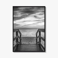 Naples Florida Black and White Fine Art Photo Print, Gulf Shore Boardwalk Poster