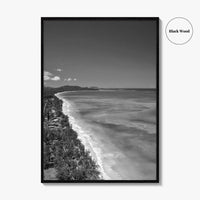 Oahu Black and White Fine Art Photo Print, Waimanalo Beach, Hawaii Aerial Poster, USA