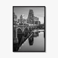 Minneapolis Skyline Black and White Fine Art Photo Print, Wall Poster, Minnesota USA